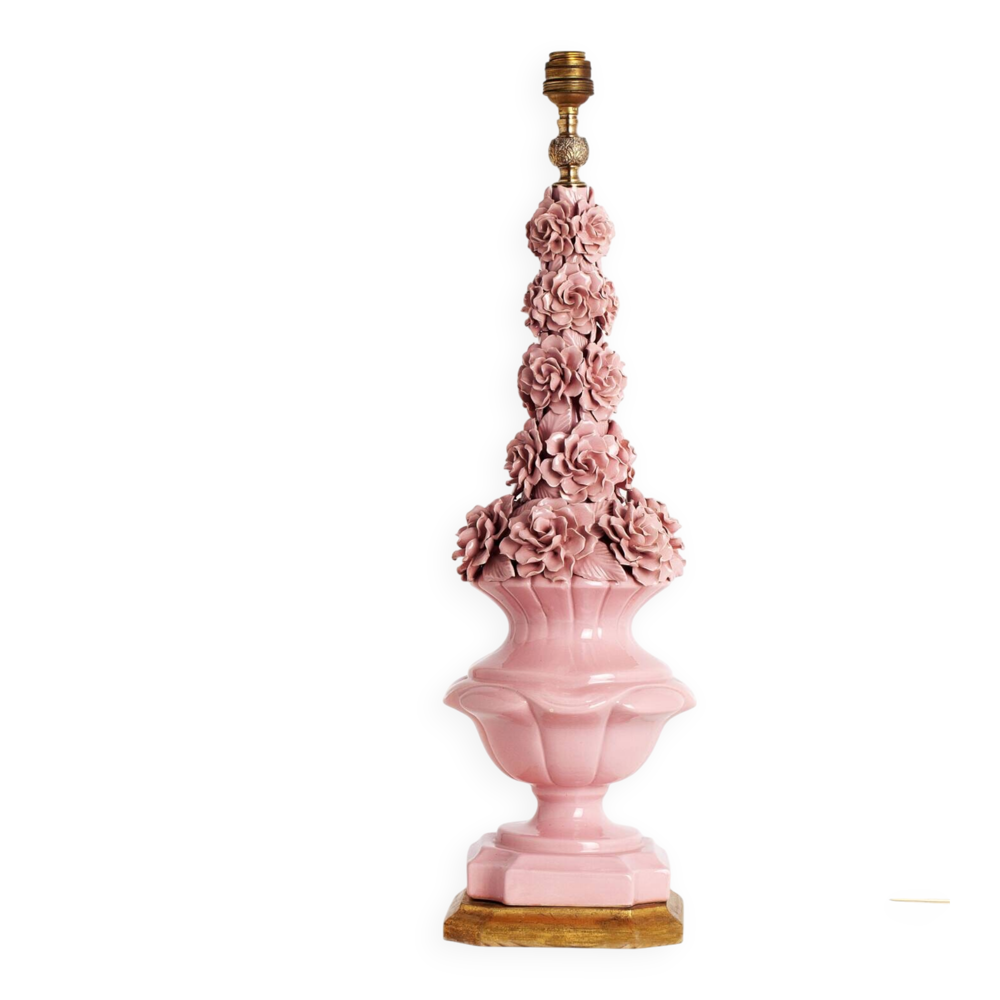 Large pink Manises lamp