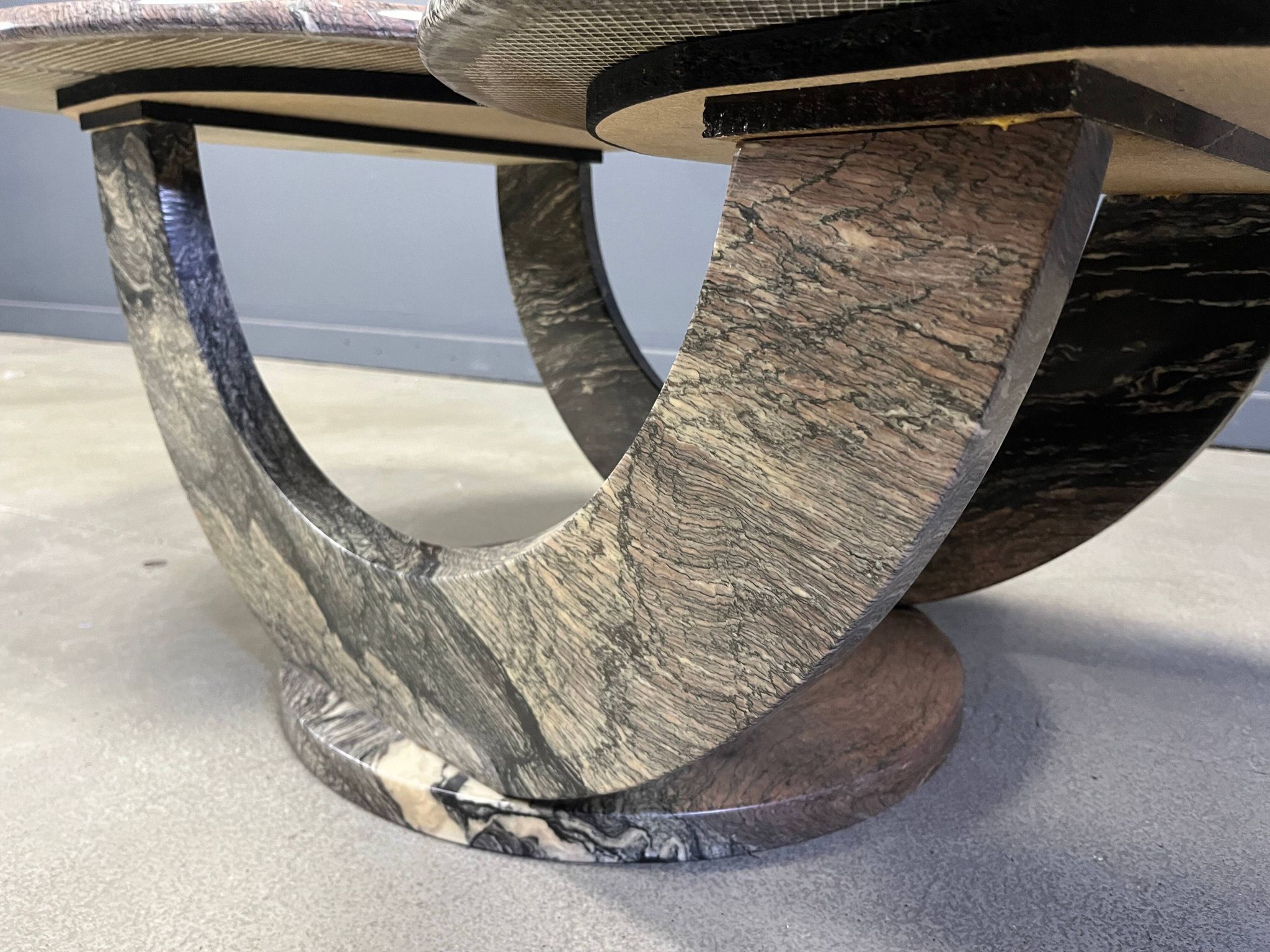 Table basse en marbre vintage à deux niveaux, années 1970