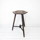 Vintage Table d'Appoint Tripode Polygone Sculpté à la main Tourné en bois massif Travail manuel Grün