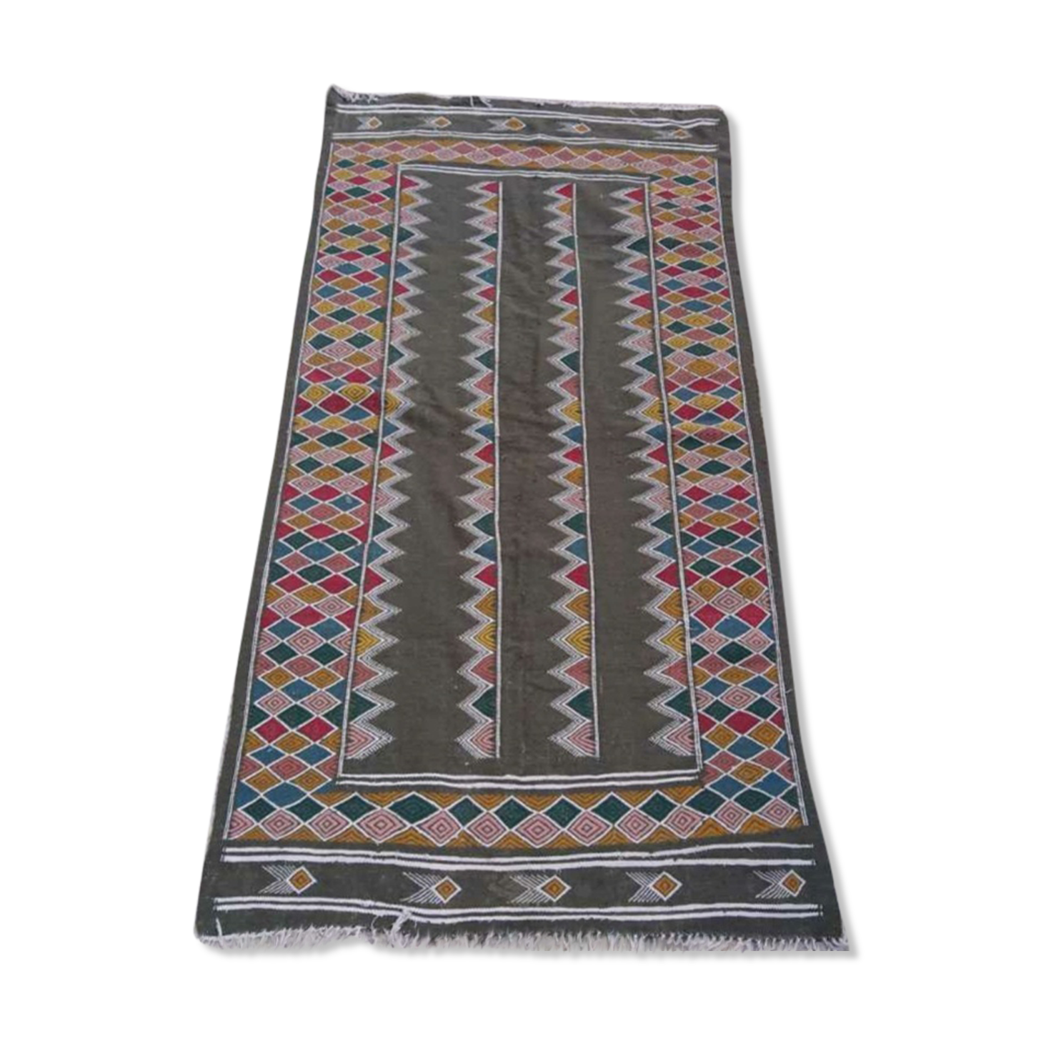 Green berber rug handmade 260x135cm