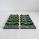 12 vintage green and gold ceramic knife holders from the 50s