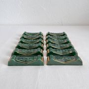12 vintage green and gold ceramic knife holders from the 50s
