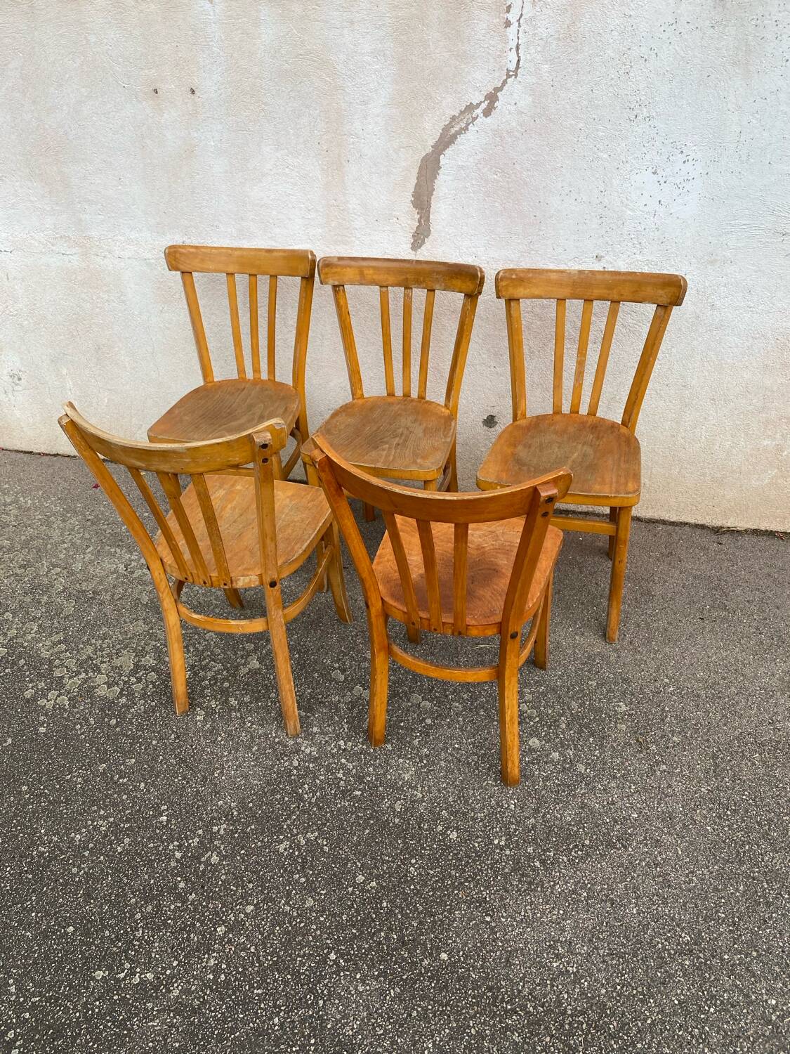 Set of 5 vintage bistro chairs
