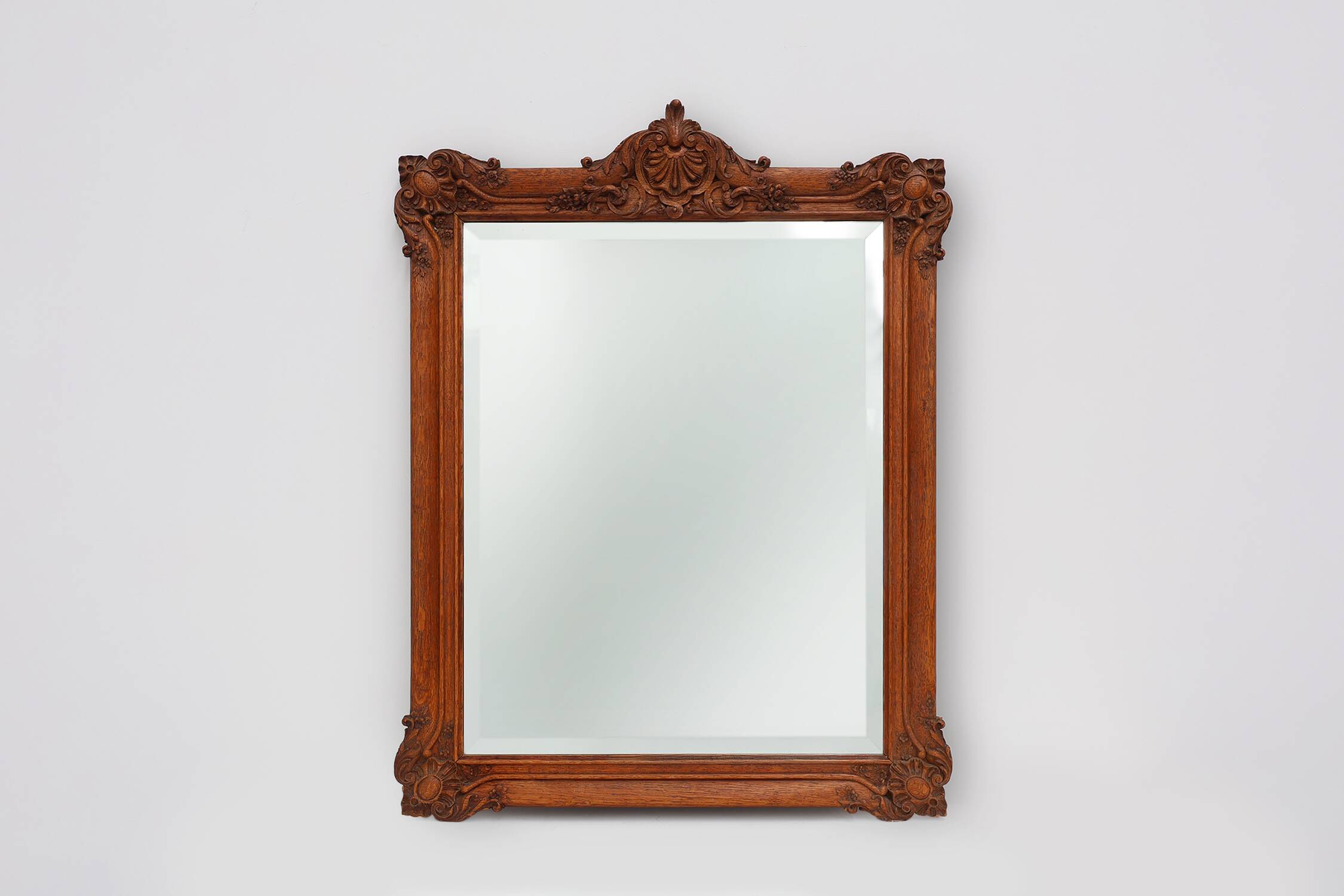 Baroque carved wooden beveled mirror in Louis XV style, France 1900s
