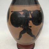 Reproduction of a Greek Attic-style black-figure vase depicting warriors