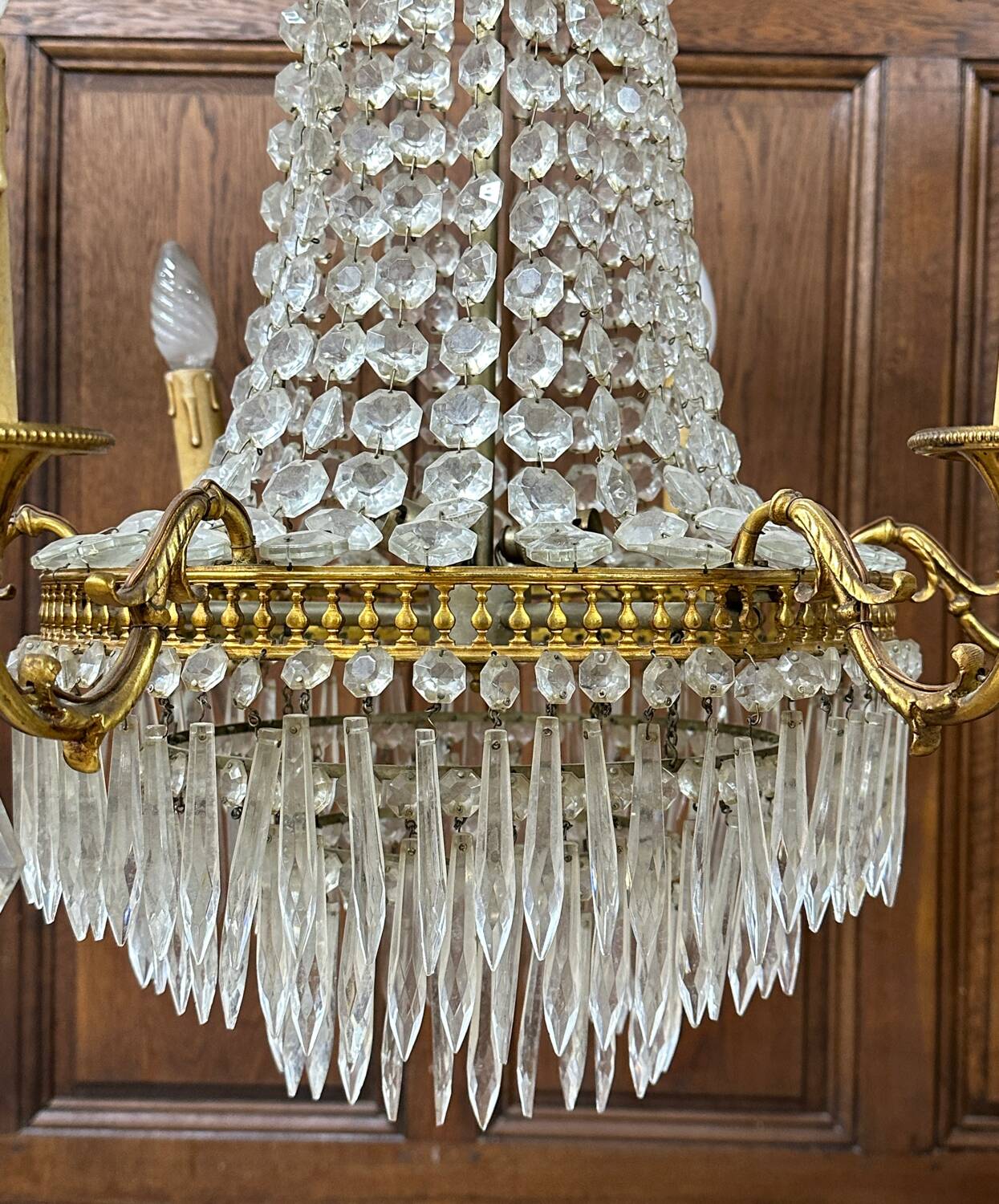 Louis XVI style hot air balloon chandelier with tassels