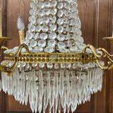 Lustre à pampilles de forme montgolfière, style Louis XVI