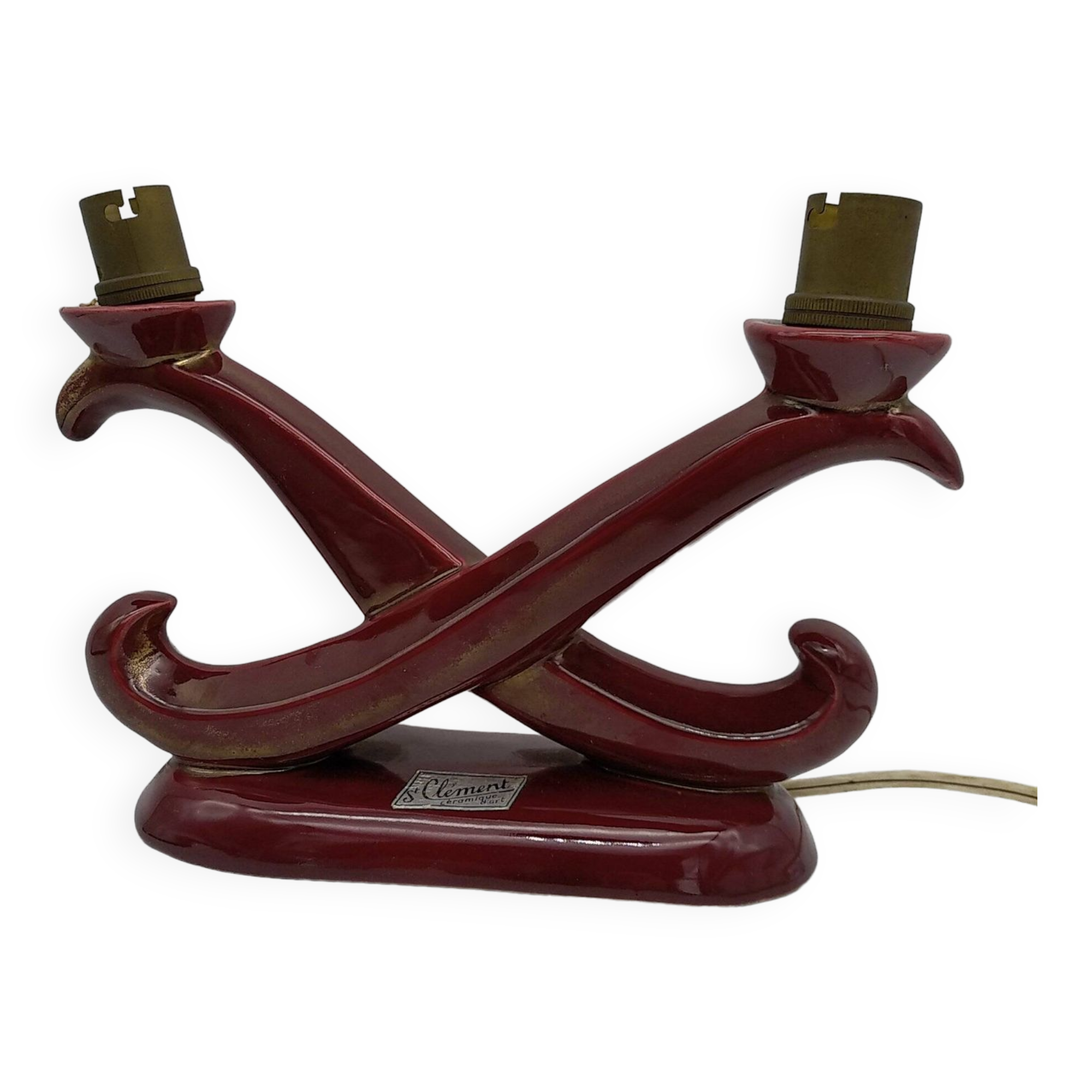 St clément candlestick lamp. bordeaux art deco ceramic