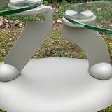 Naos designer coffee table in tempered glass and cast iron