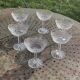 6 champagne glasses in glass and transparent crystal, antique chiseled
