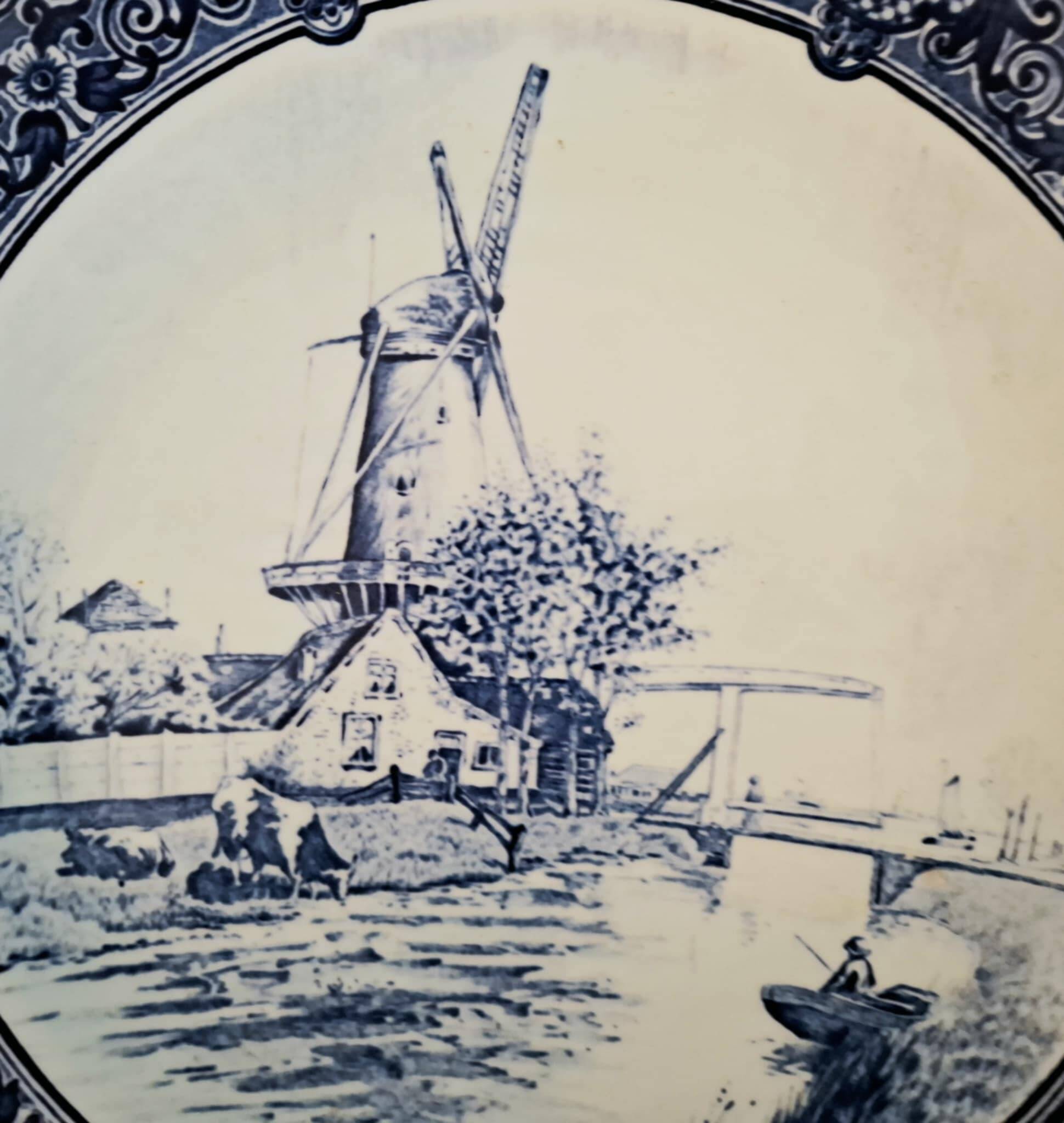An antique Delftware dish, Royal Sphinx Maastricht, Made in Holland
