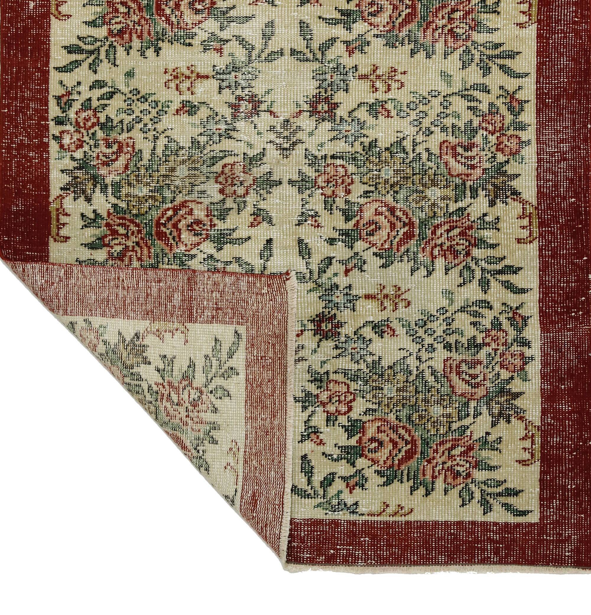 Turkish Anatolian Handmade Vintage Area Rug 203 cm x 104 cm