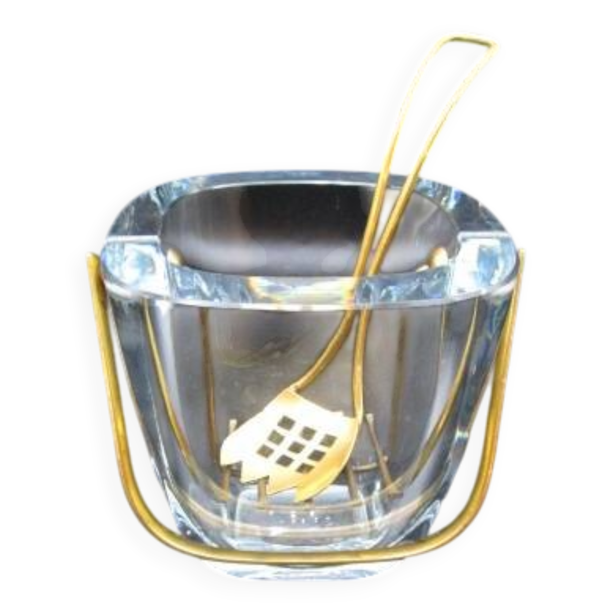 Vintage crystal and gold metal ice bucket