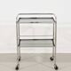 1970s chrome metal and smoked glass wheeled dessert trolley