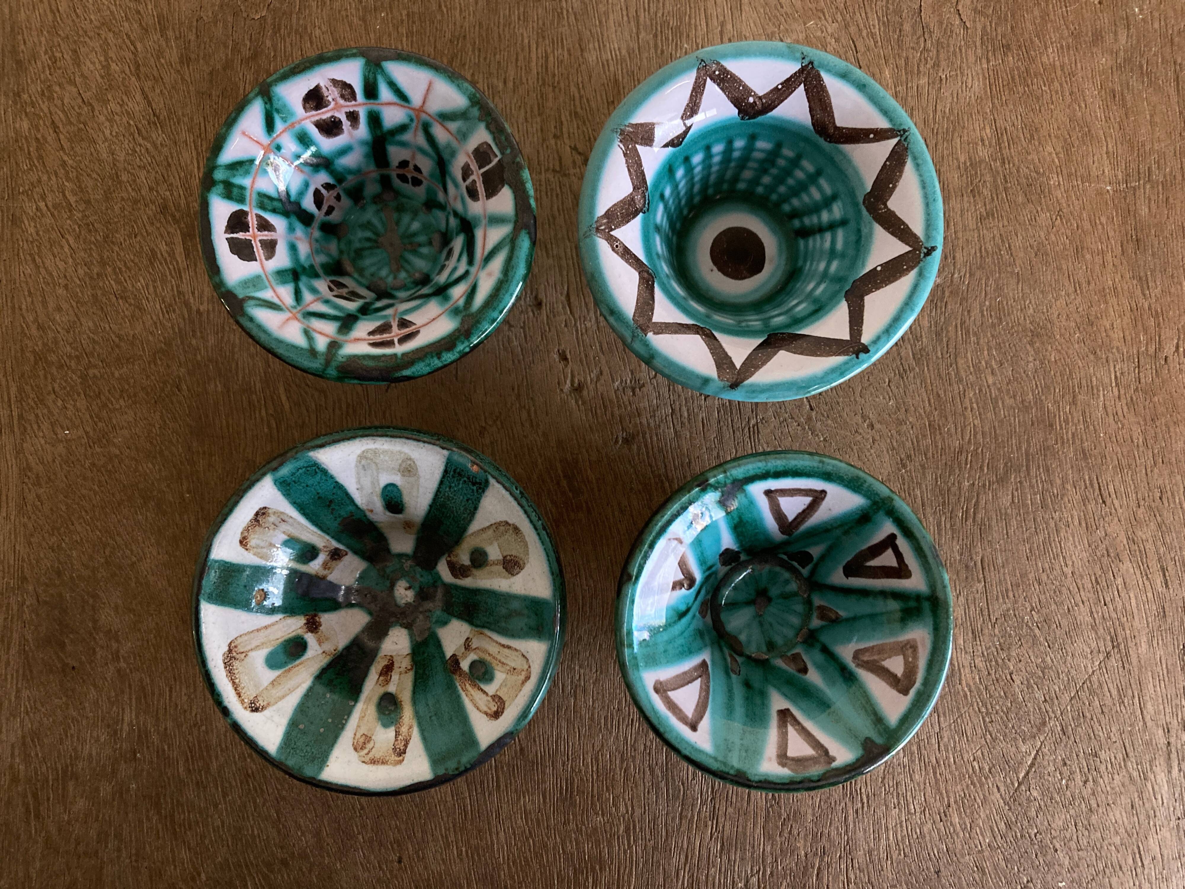 Set of 4 Robert Picault Vallauis 1960 cups