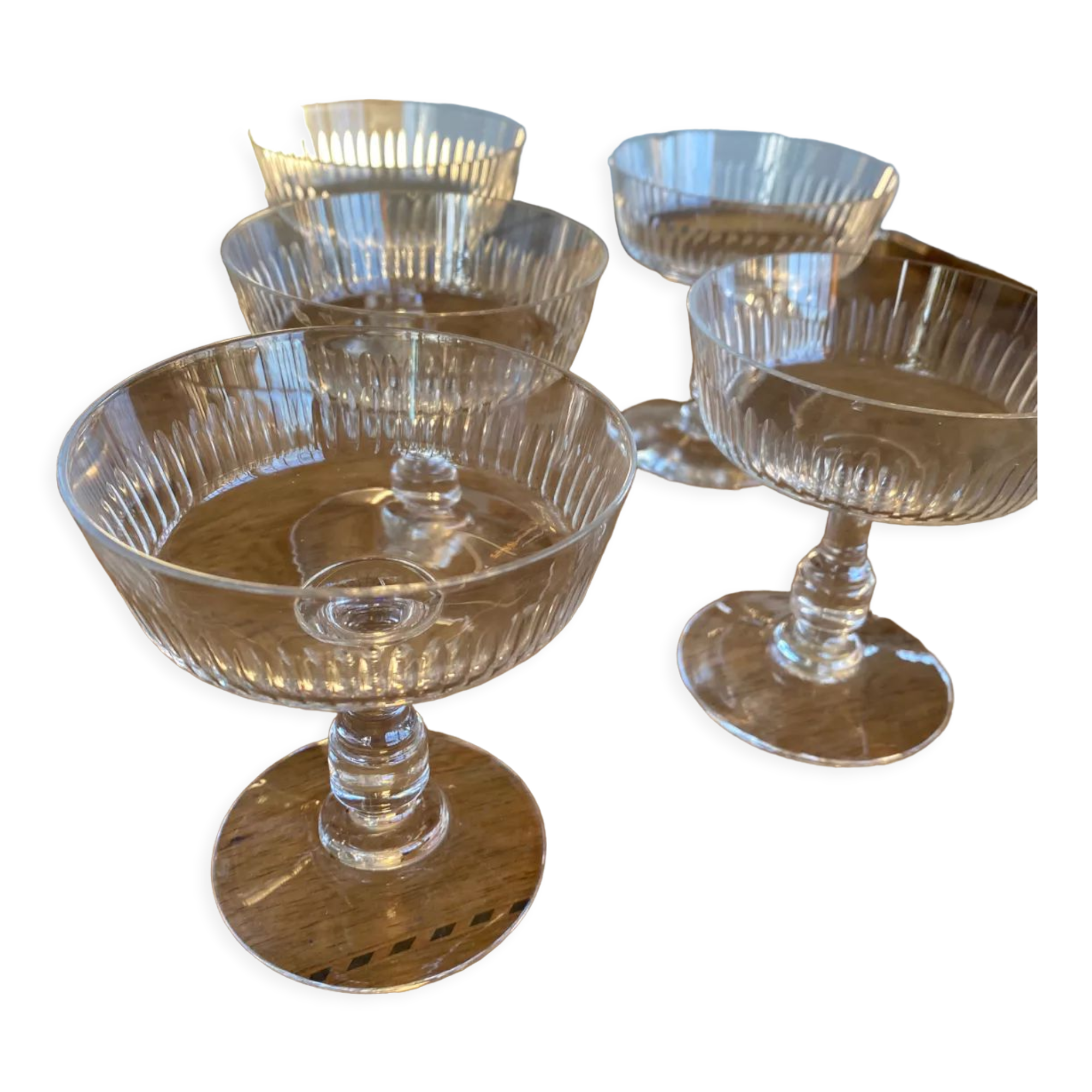 5 crystal champagne glasses