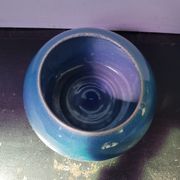 Old vase ball ceramic blue 70s vintage decoration