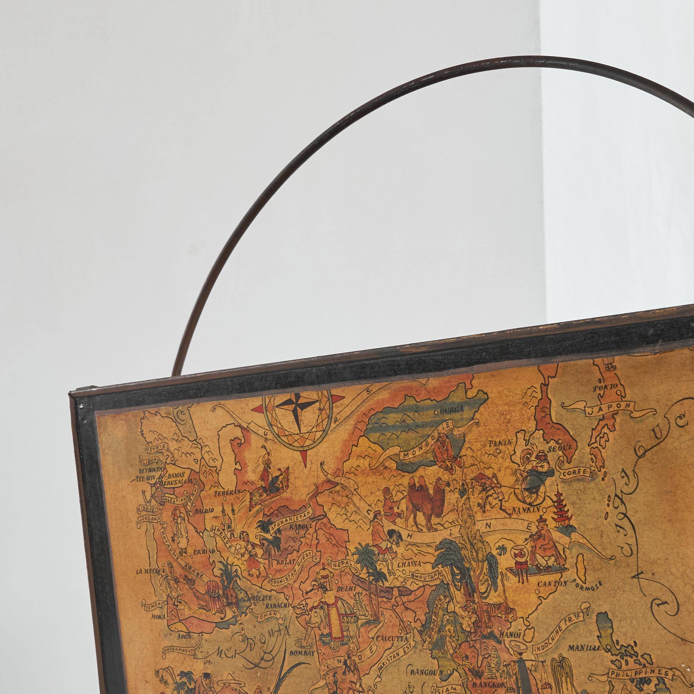 Jacques Liozu Magazine rack with silk screen printing 1950