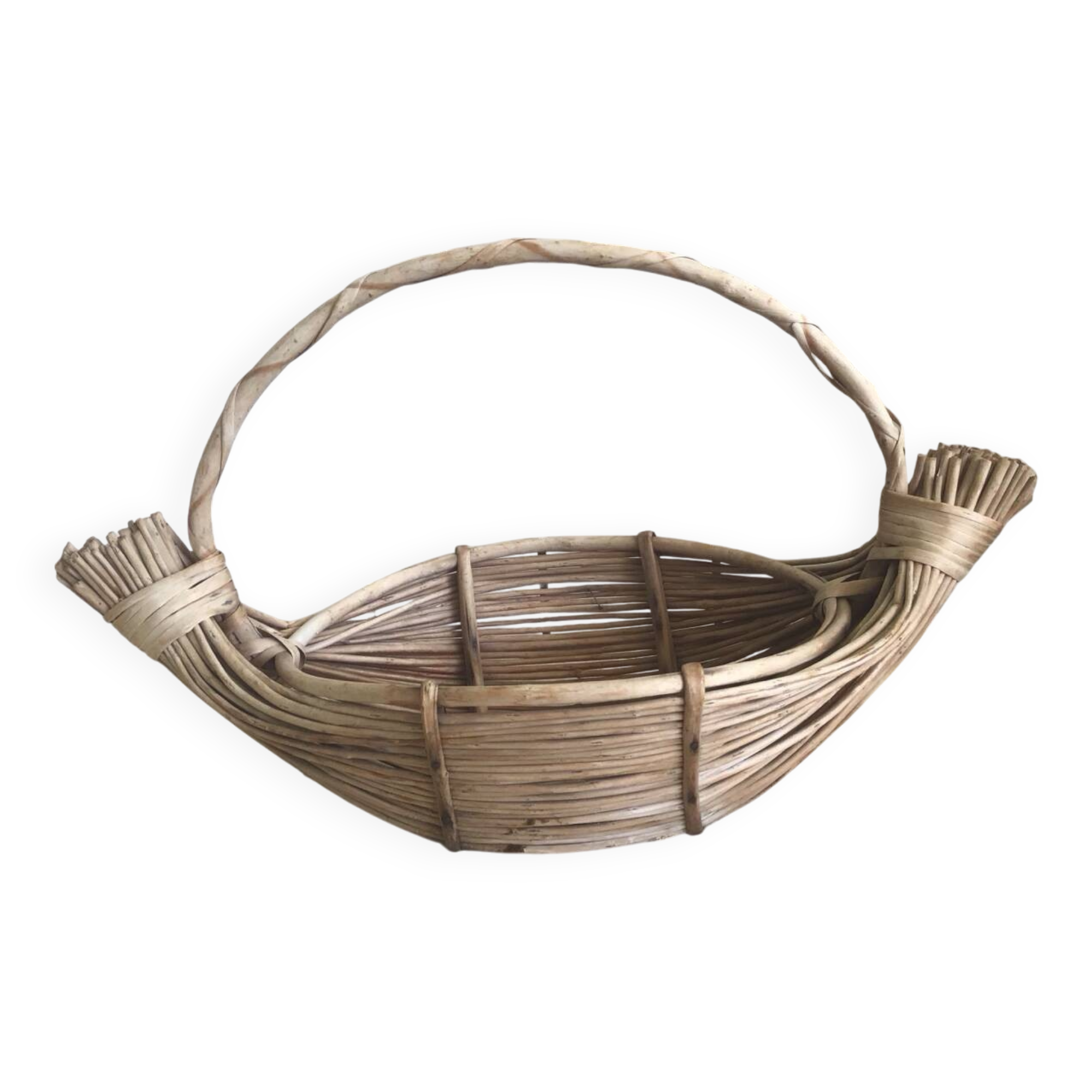Asian boat-shaped handmade basket
