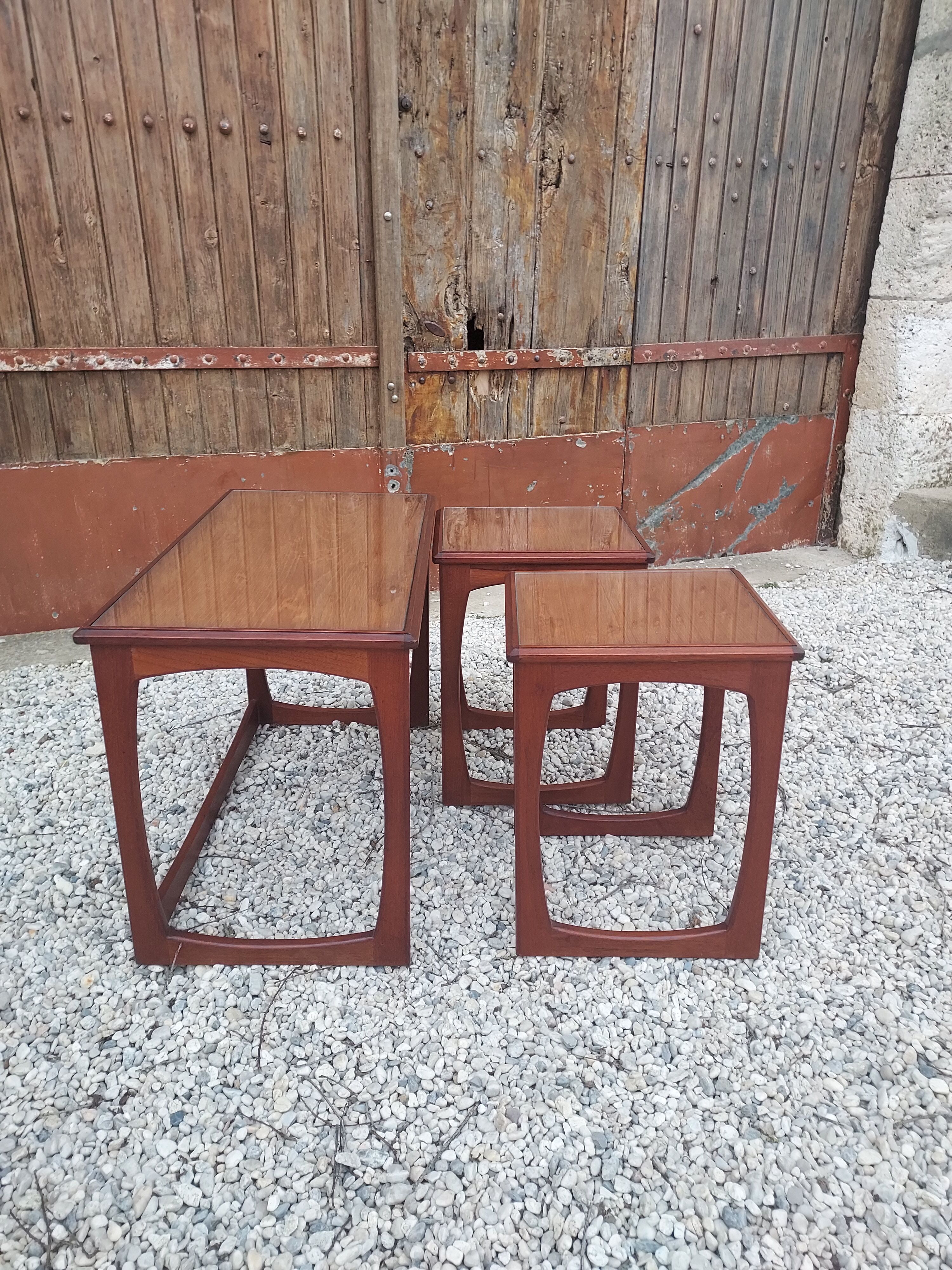 Teak trundle tables