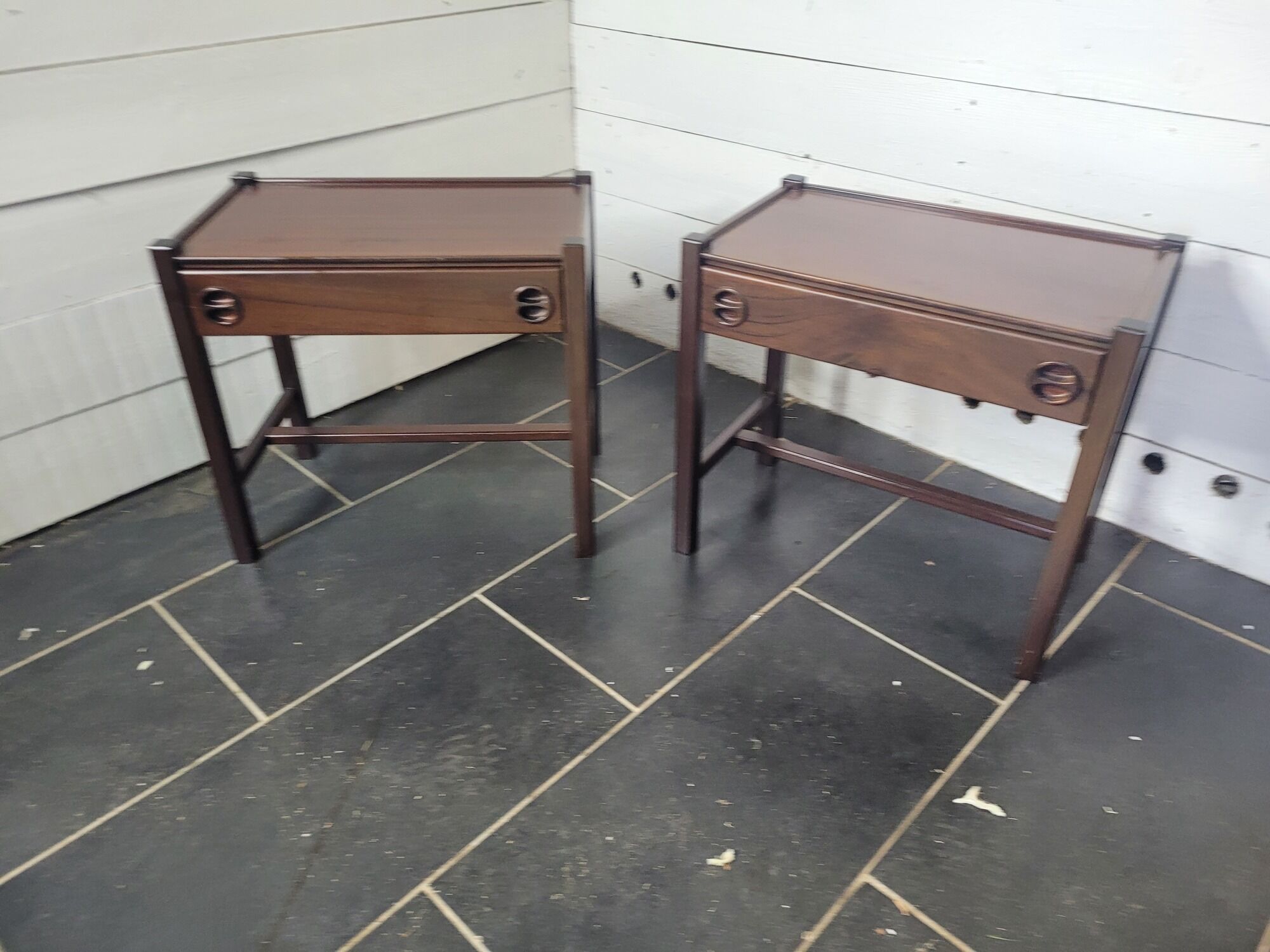 Pair of Scandinavian mahogany bedside tables from the 60s