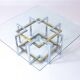 Geometrical brass & chrome coffee table, Belgium 1970s