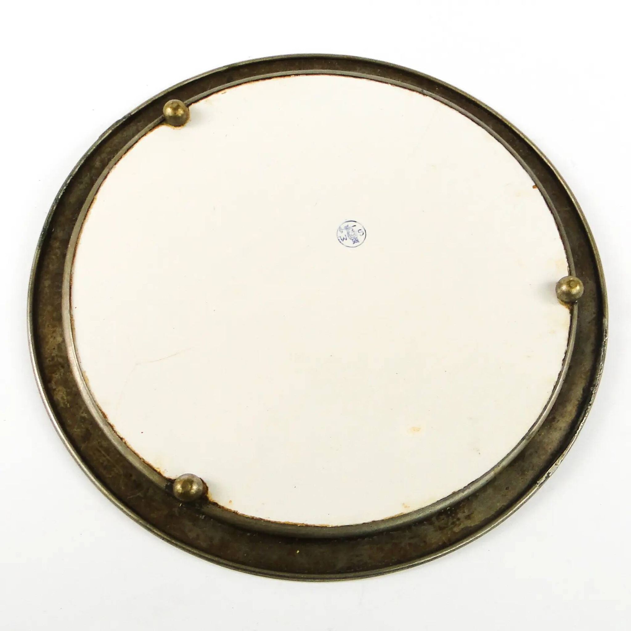 Art Nouveau tray, silver-plated brass, white porcelain, Austria, early 20th century
