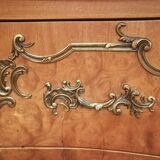 Curved chest of drawers in elm magnifying glass and bronze