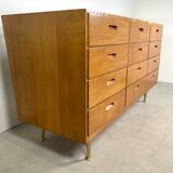 Vintage counter with drawers and glass top