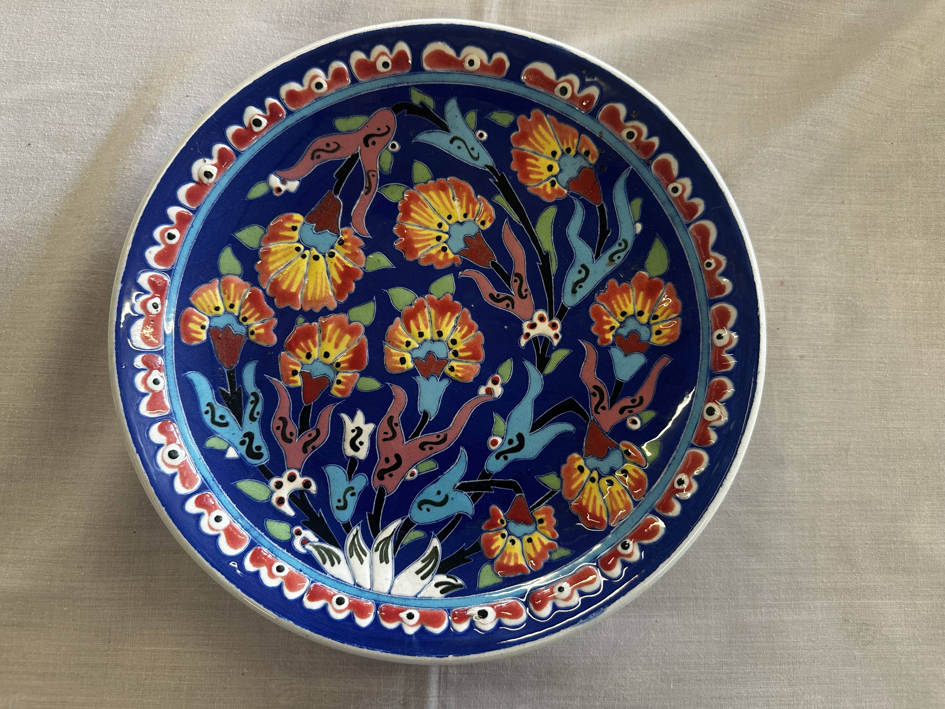 Kuthaya Decorative Plate Turkish Ceramic Handmade Diameter 23 cm