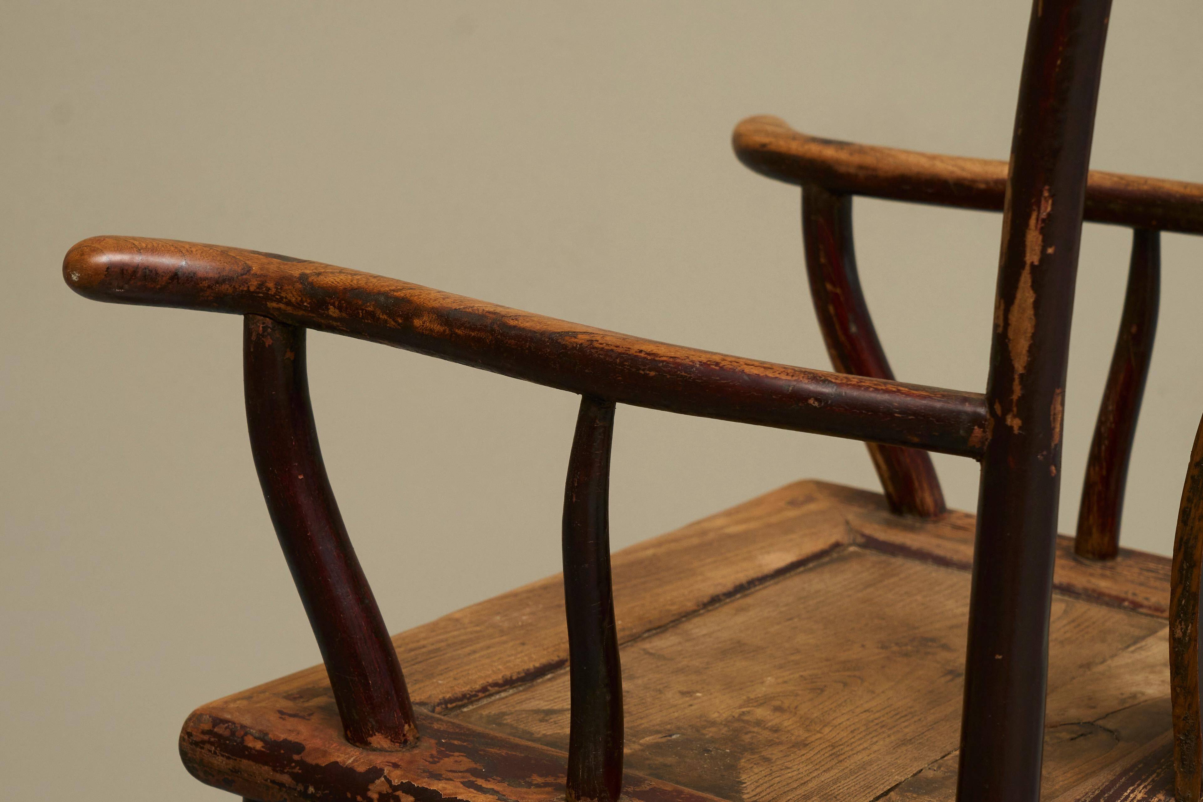 Chinese chair with yoke back in lacquered pear wood, 18th century