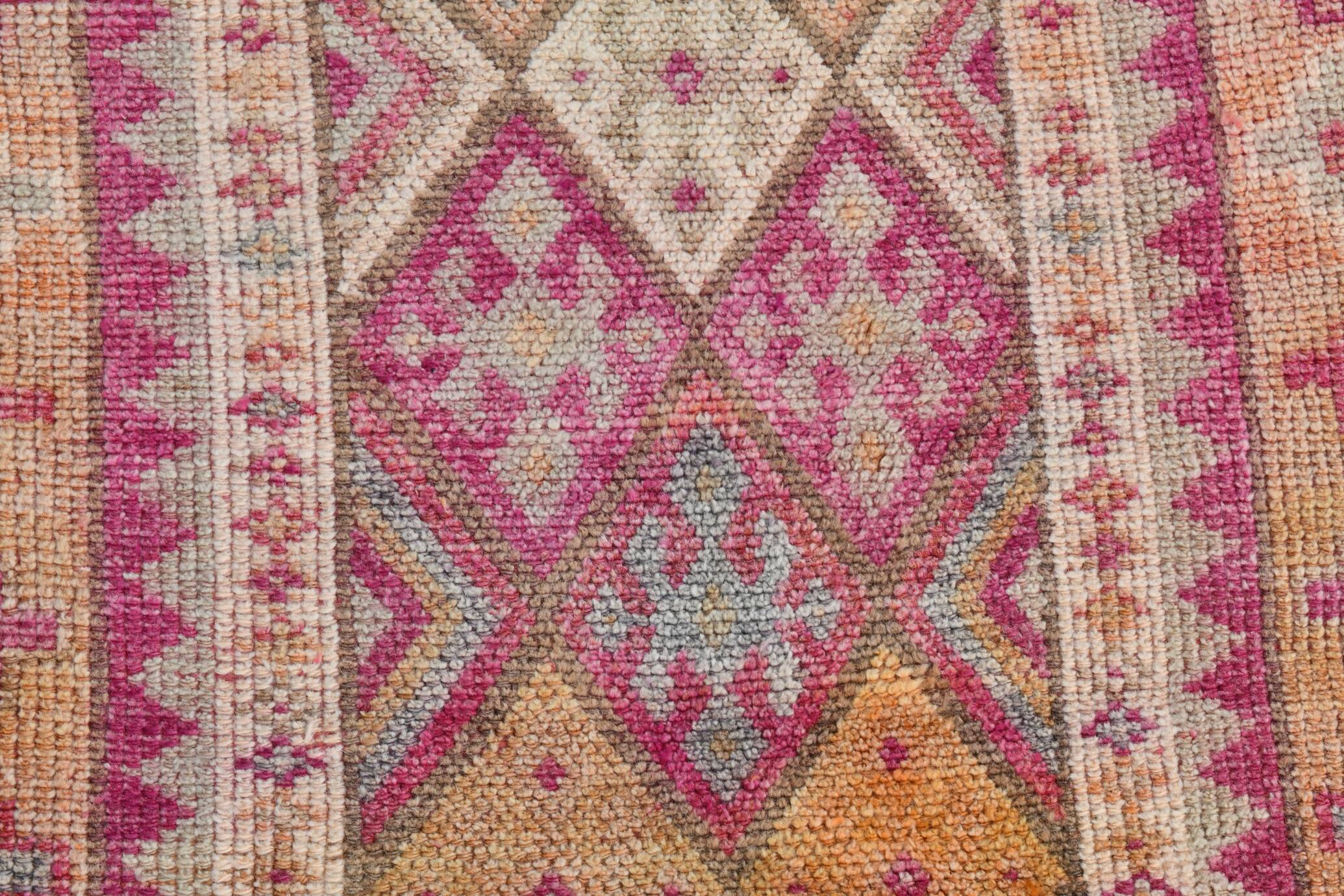 3x13 Pink Hallway Turkish Runner Rug,94x409Cm