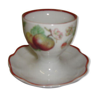 Coquetier en porcelaine - décor fruitier