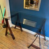 Smoked plexiglass and glass desk