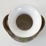 Vintage vase 1950 ceramic flowers relief