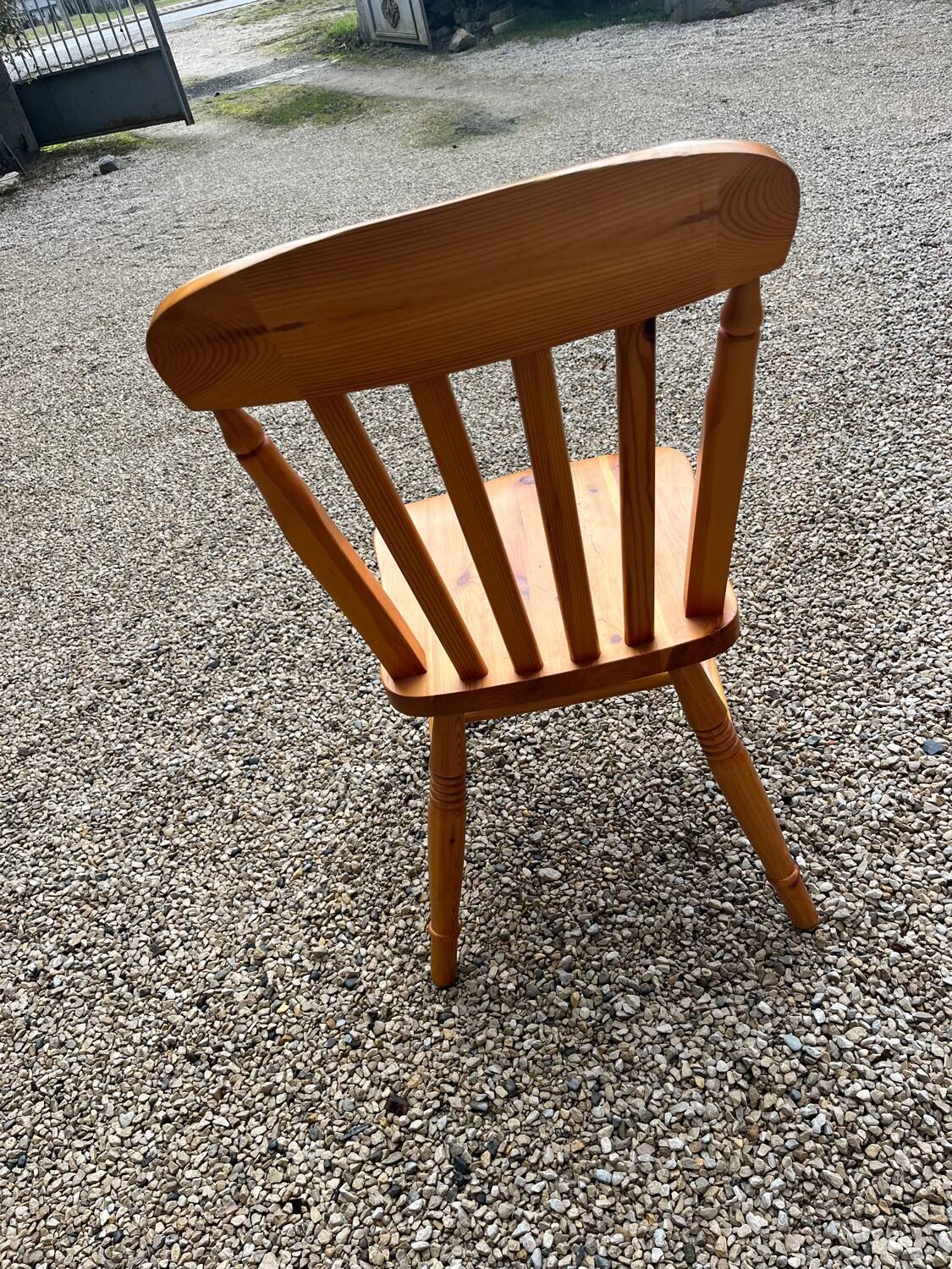 Set of 3 vintage chalet-style chairs.
