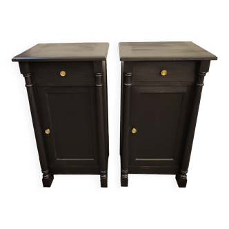 Pair of black patina bedside tables