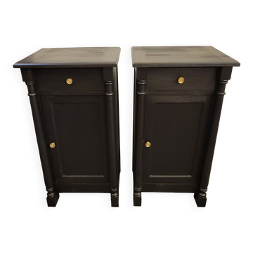 Pair of black patina bedside tables