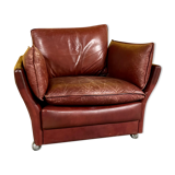 Danish red leather armchair by Svend Skipper 1970s