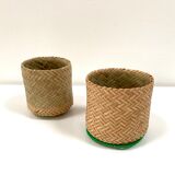 Pair of small rattan pot baskets