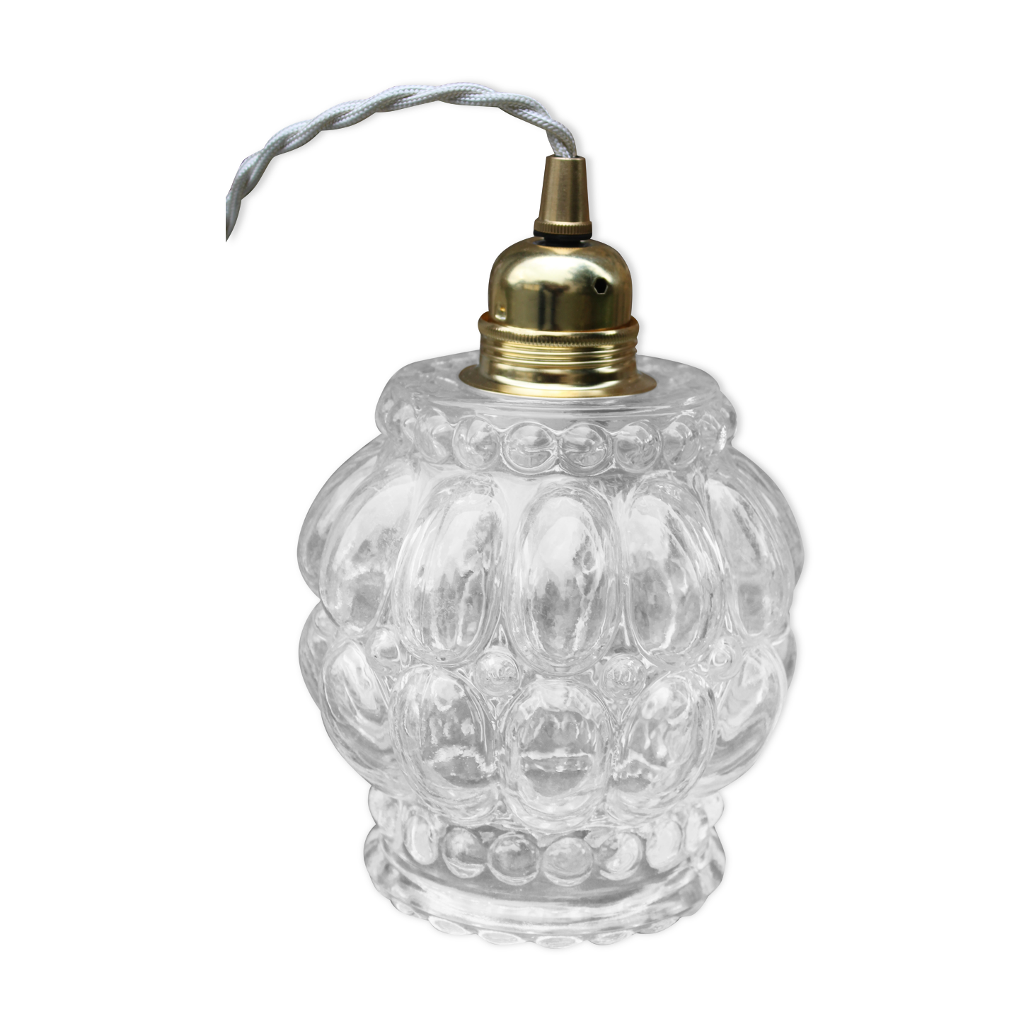 Moulded glass globe hand lamp