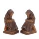 Wooden bookends monks reading, 80s