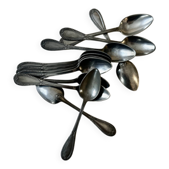 Service of 12 silver-plated dessert spoons