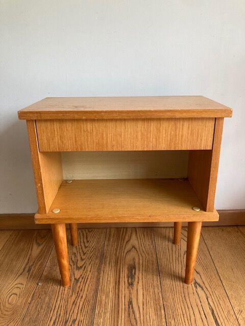 Vintage bedside table pencil feet