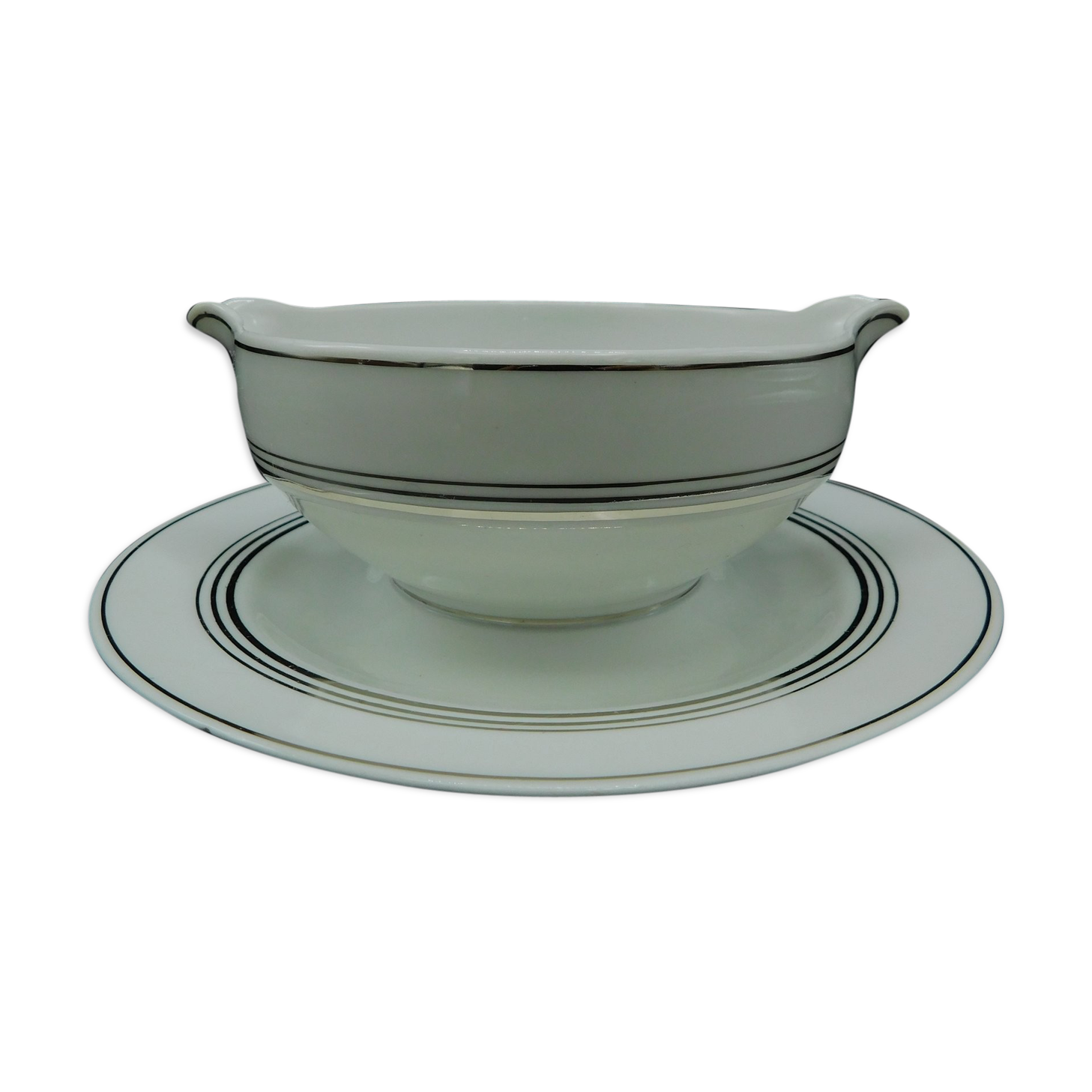 Saucière Charles Ahrenfeldt art deco - white and silver