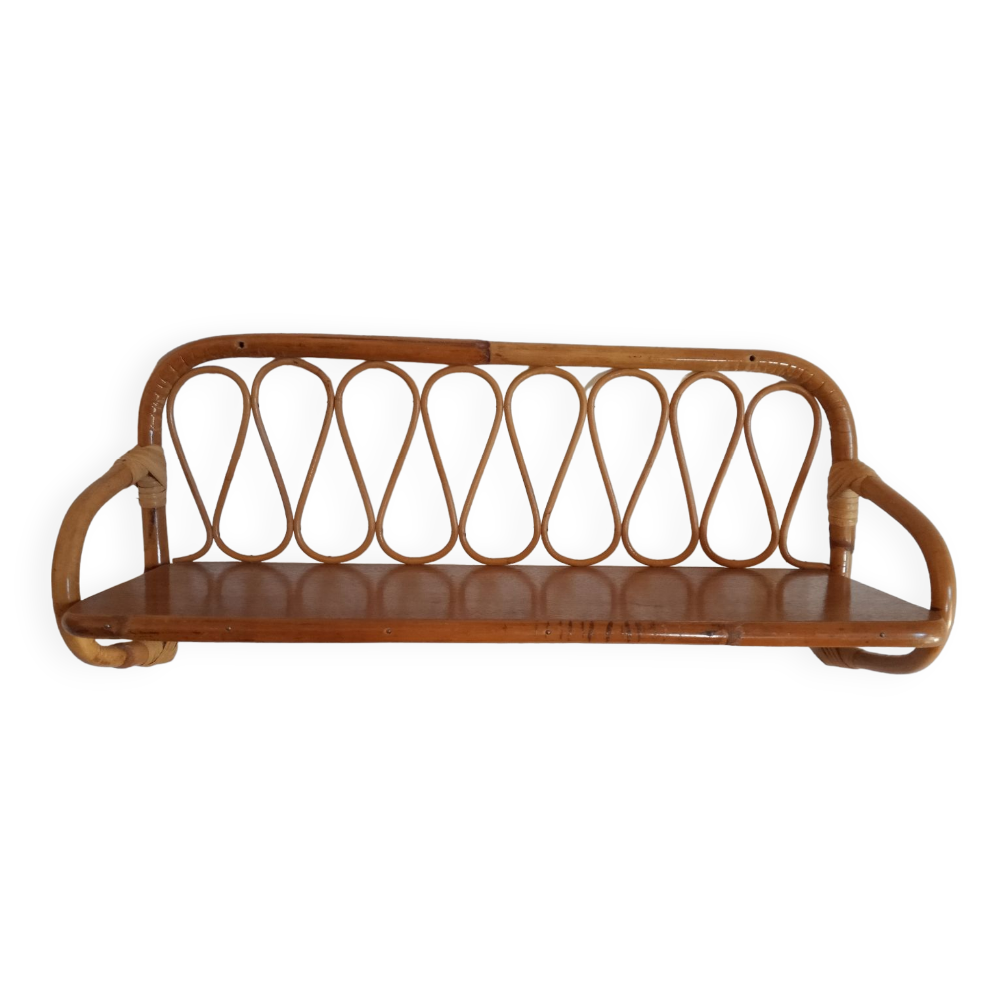 Wall shelf in bamboo and rattan