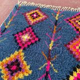 Berber rug 3x2M Thick wool deep blue & multicoloured Berber patterns