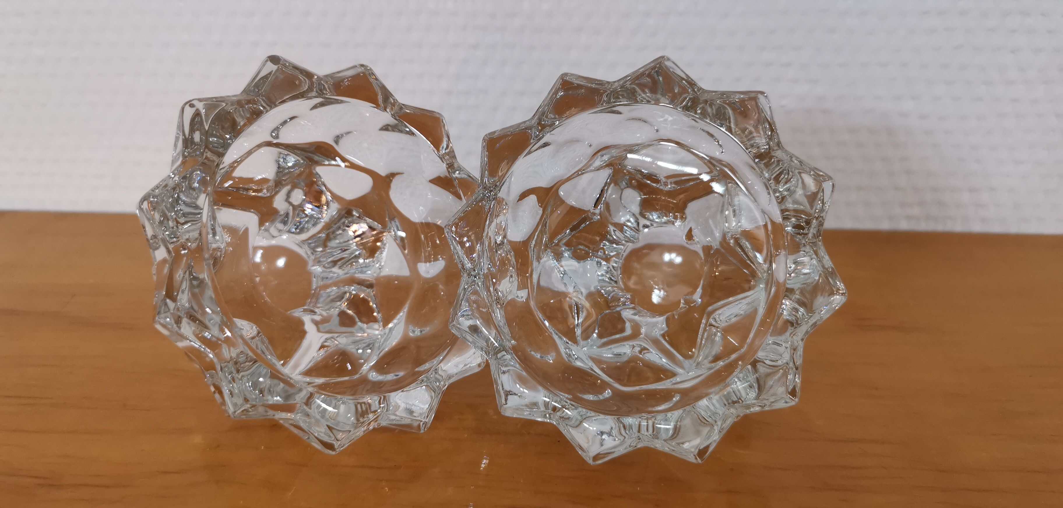 2 vintage crystal candle holders from Reims, France
