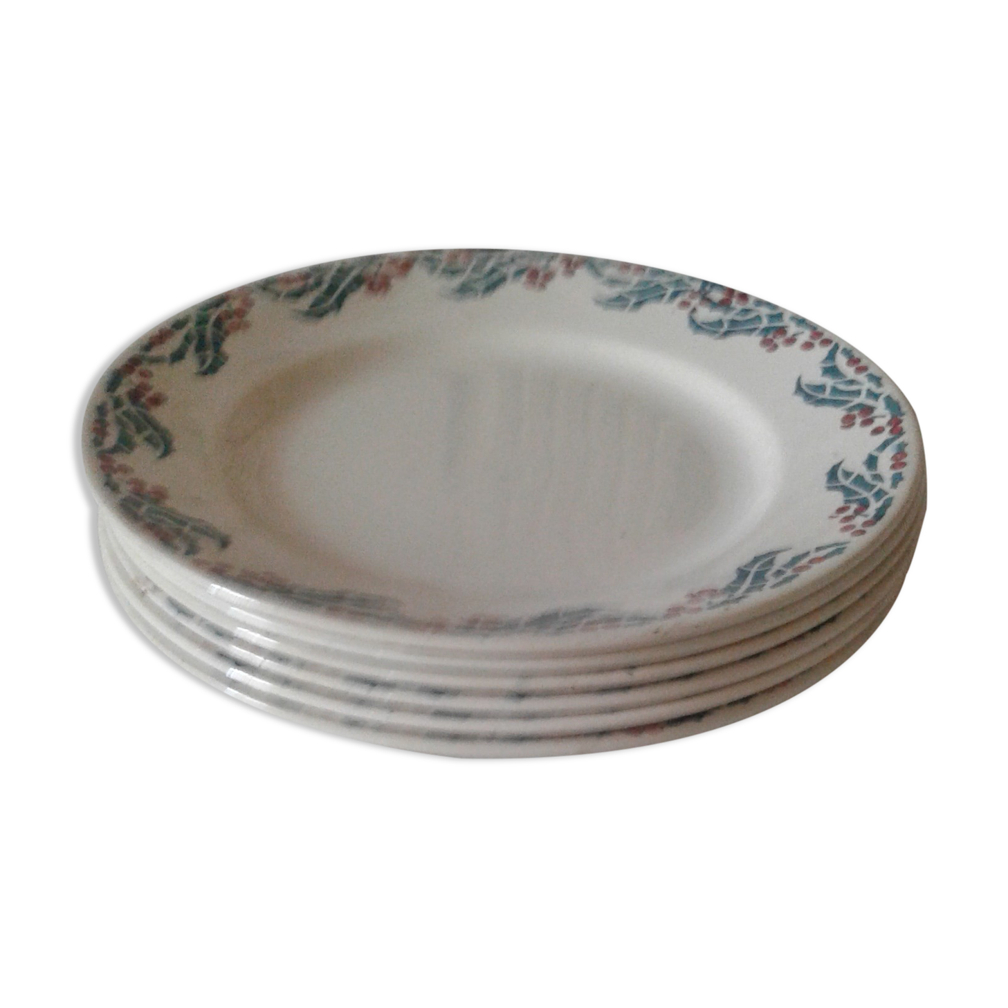 Six dessert plates Houx Digoin Sarreguemines
