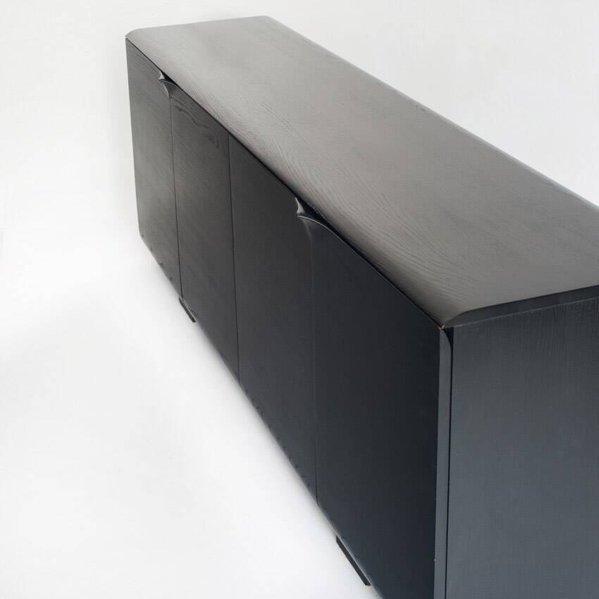 Vintage minimalist sideboard. Solid oak wood. Mid 90s.